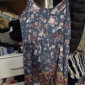 Blue Floral Print Women's Skirt